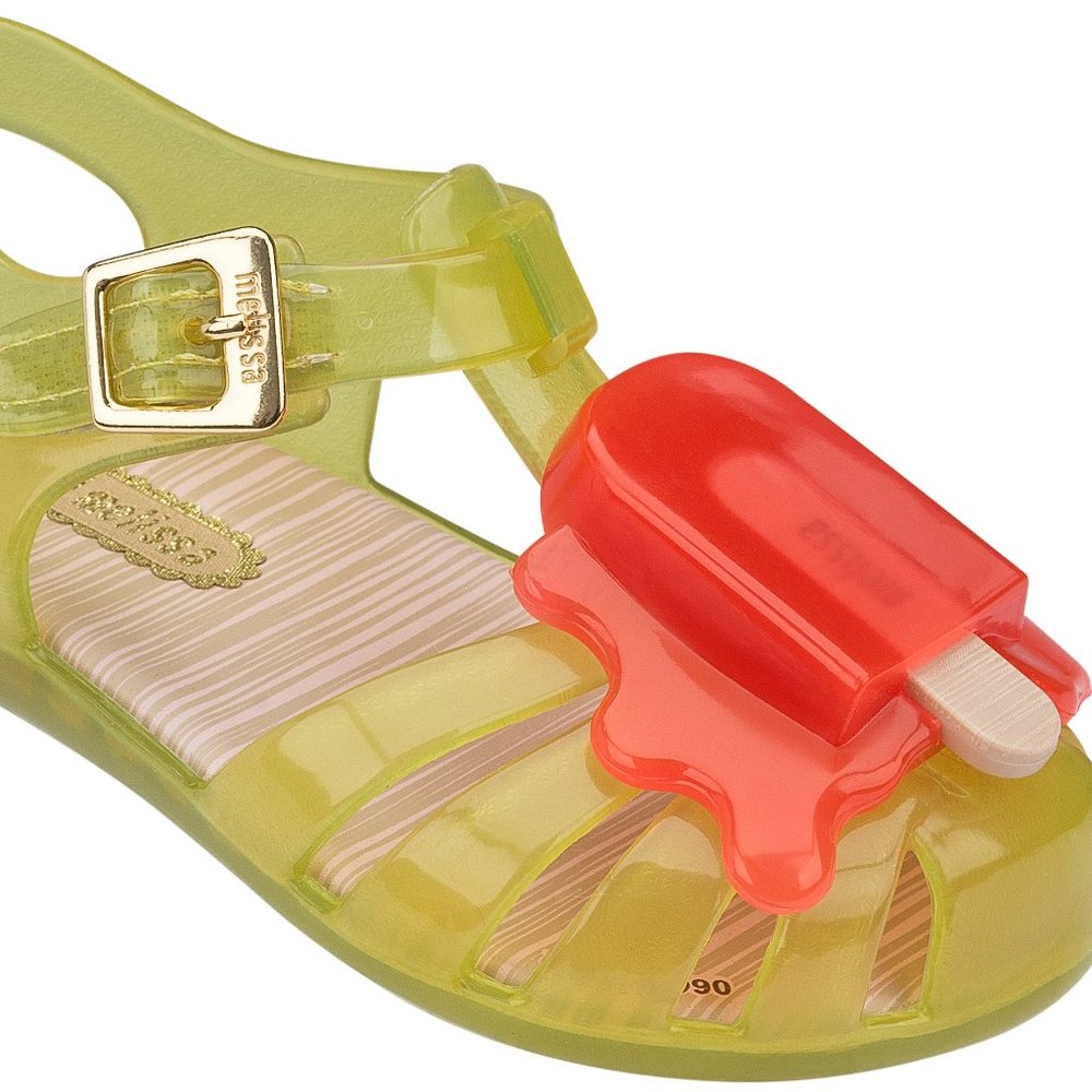 Girls Mini Melissa Aranha VIIIBB 50890 Yellow Sandal with Orange Popsicle 31704